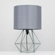 image 3 of ValueLights Modern Geometric Grey Metal Cage Bedside Table Lamp With Grey Fabric Shade