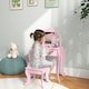 image 2 of HOMCOM Makeup Dressing Table Set with Tri-Folding Mirror and Drawer, Pink Pink