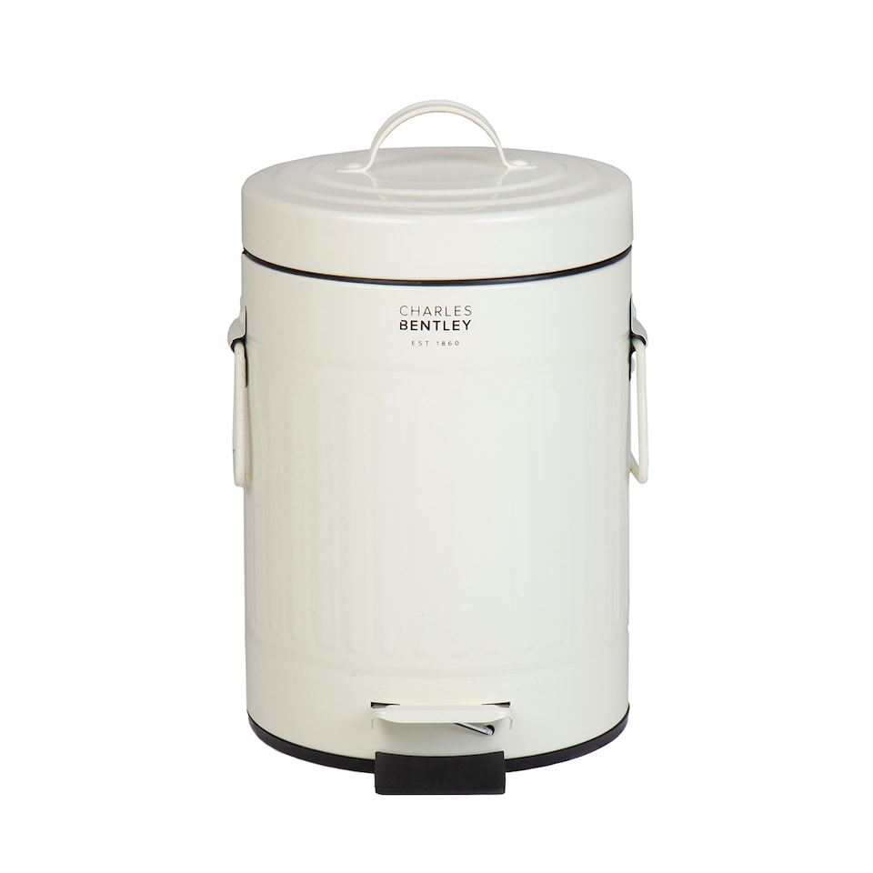 image 1 of Charles Bentley 3L Cream Steel Waste Rubbish Kitchen Bathroom Mini Pedal Bin