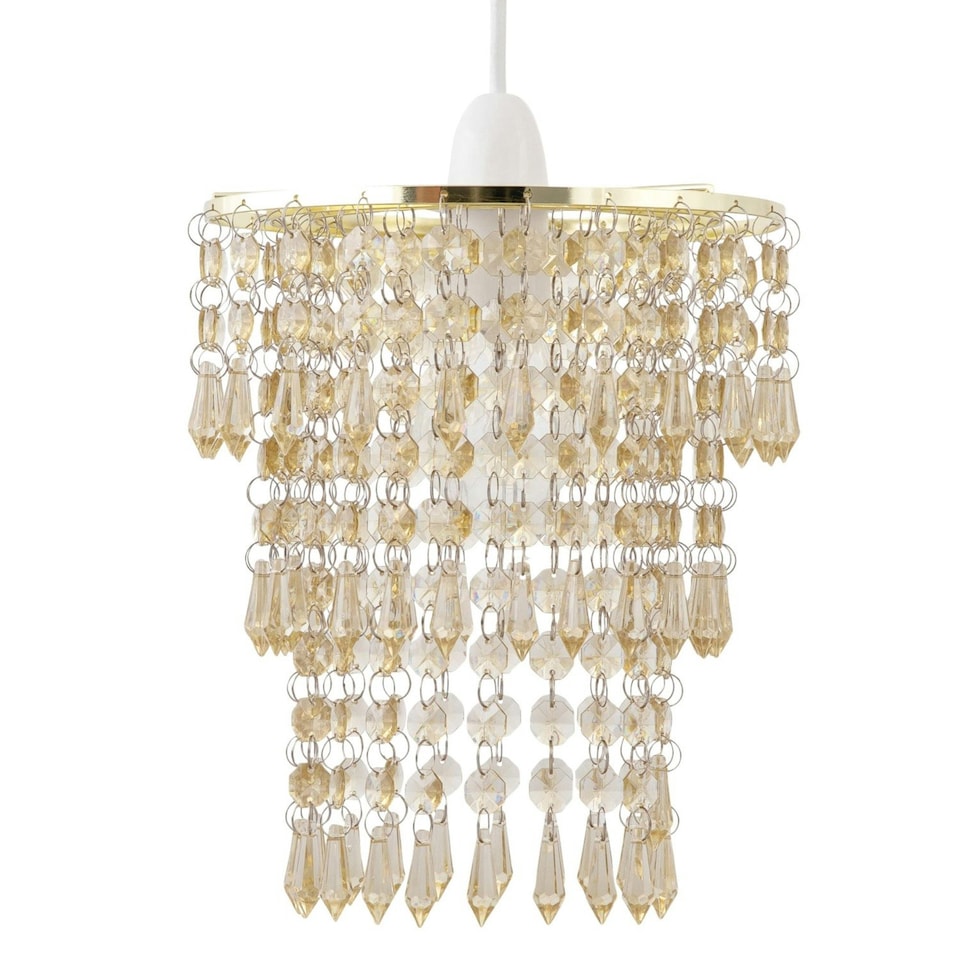 image 1 of First Choice Lighting Set of 2 Amber Jewel Tiered Light Shades Clear | Bronze