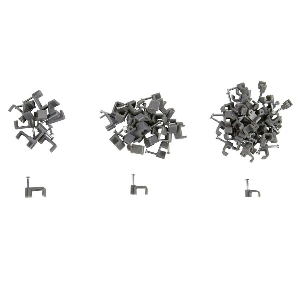 image 1 of Blackspur 80pc Plastic Cable Clips Set - 3 Sizes - Grey