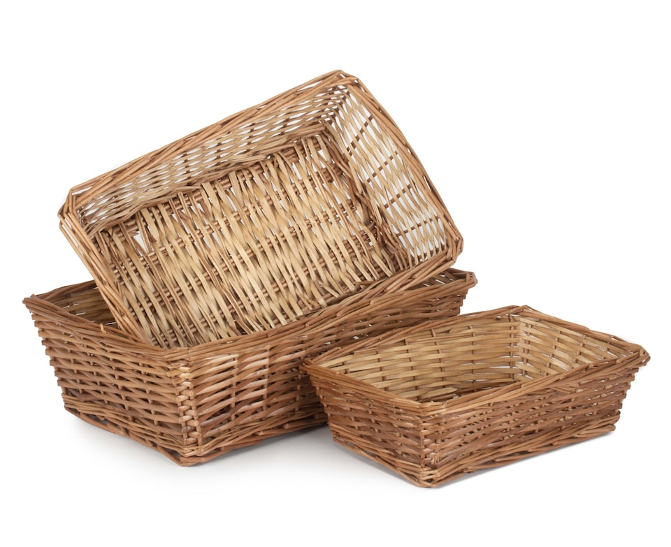 image 1 of Tapered Split Willow Tray Set of 3 | Brown | Brown | Set of 3