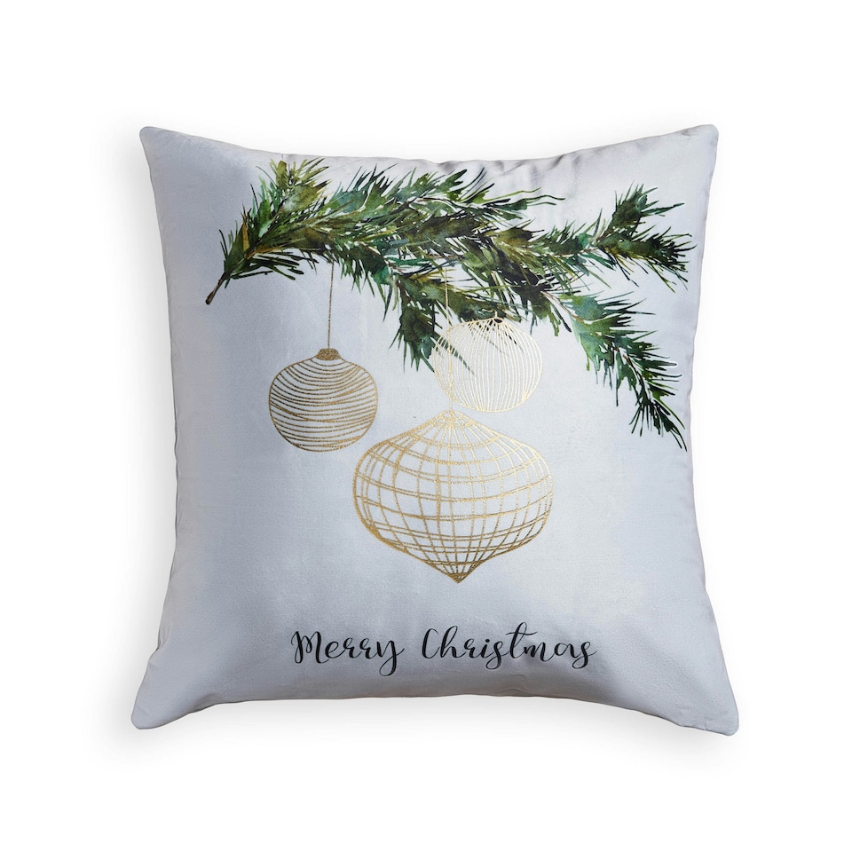 image 1 of BHS Christmas Foil Bauble Design Cushion, Green Green | Green