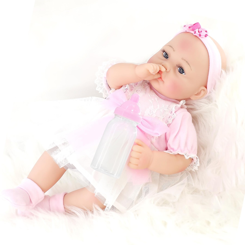 image 1 of BiBi Doll 17" Begonia Reborn Baby Doll Girl With Toy Dummy & Bottle