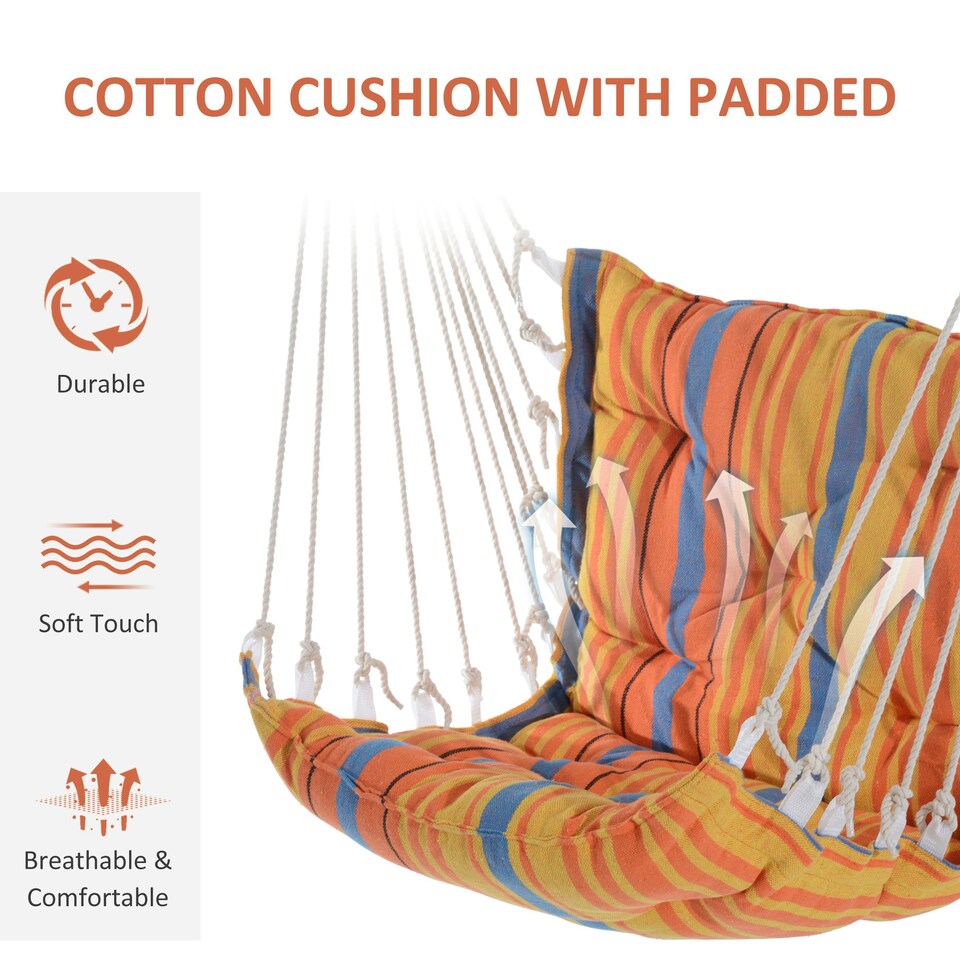 image 1 of Outsunny Outdoor Hammock Cushioned Chair Swing Seat Cotton Yard Orange
