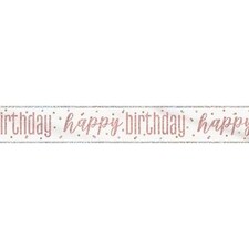 Rose Gold Glitz Happy Birthday Holographic Foil Banner 274cm | Gold