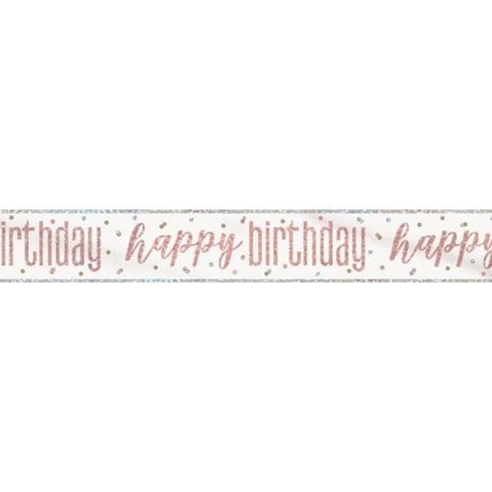 Rose Gold Glitz Happy Birthday Holographic Foil Banner 274cm | Gold