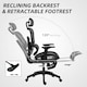 image 6 of HOMCOM Ergonomic Office Chair, Mesh High Back Computer Desk Chair with 3 Level Adjustable Back, Adjustable Lumbar Support, Swivel Recliner with 3D Armrest, Headrest, Footrest, Black | Black