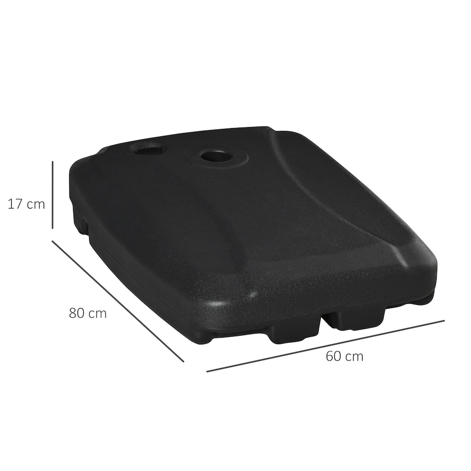 image 1 of Outsunny 7kg Parasol Base  with Wheels Water and Sand, Up to 75kg Black