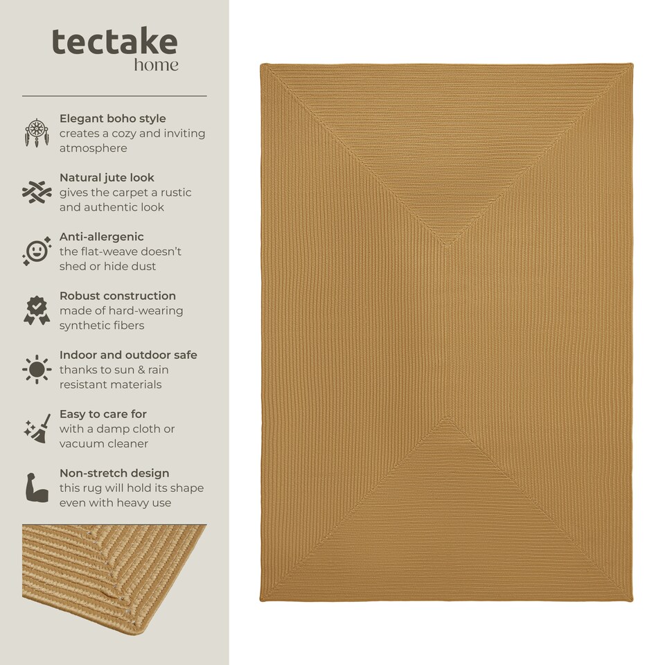 image 1 of Rug Raya - jute look, boho style, for indoor and outdoor, durable, easy-care | Brown | brown | 1