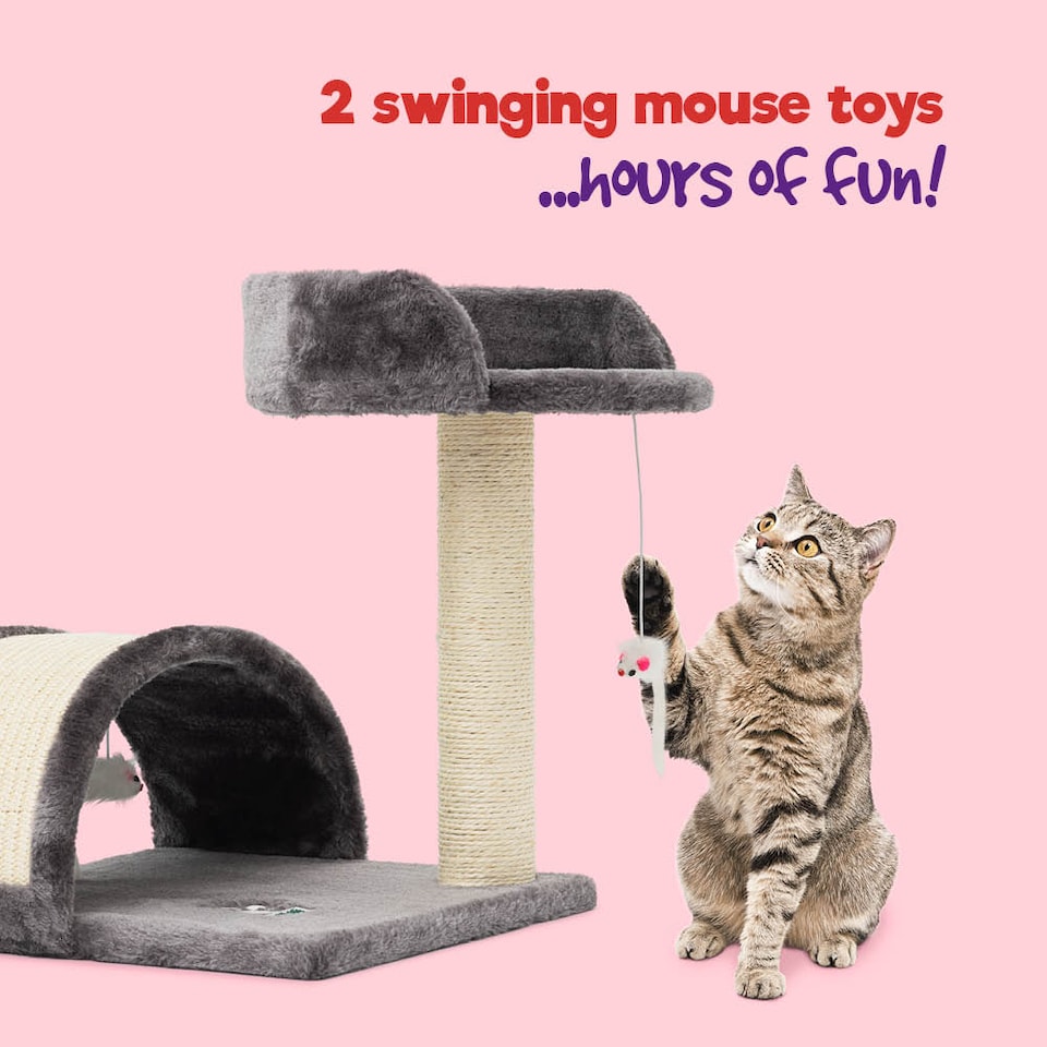 image 1 of Cat Bed with Scratch Post Grey