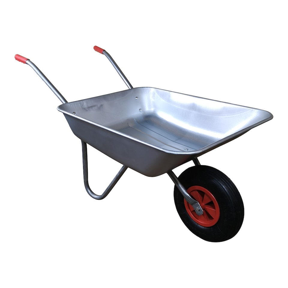 image 1 of Samuel ALEXANDER 65 Litre 60kg Capacity Galvanised Metal Garden Cart Wheelbarrow - Heavy Duty Garden Wheelbarrows with Pneumatic Tyre