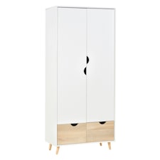HOMCOM 2-Door Clothes Wardrobe w/ Rail Shelf 2 Storage Drawers