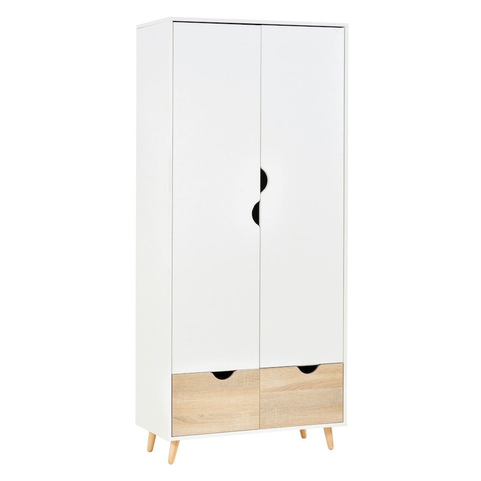 image 1 of HOMCOM 2-Door Clothes Wardrobe w/ Rail Shelf 2 Storage Drawers