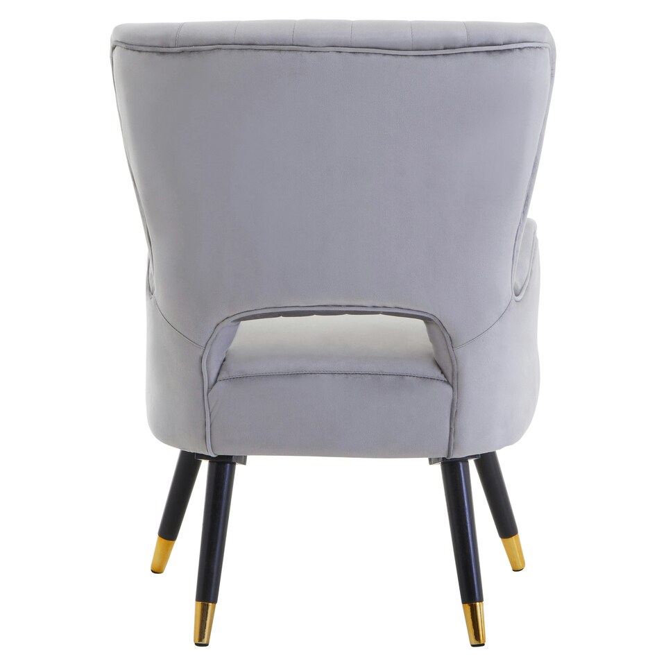 image 1 of Interiors by Premier Grey Velvet Cut Out Back Chair, Sturdy Support Homebase Chair, Built to Last Velvet Desk Chair