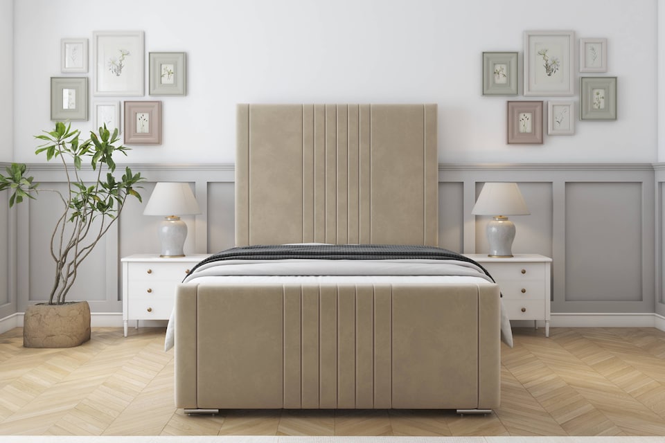 image 1 of Sloomy Harrington Almond Coniston Bed Frame With Mattress With 50" Upholstered Headboard 6' Super King