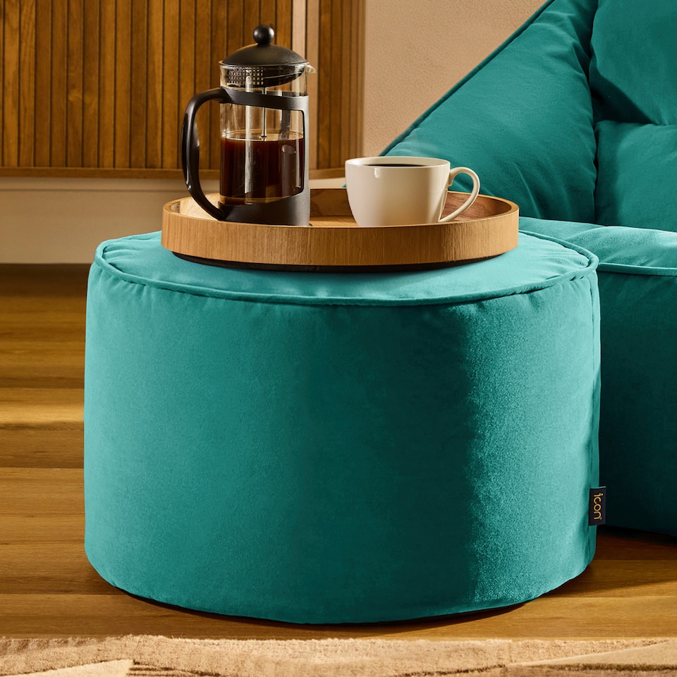 image 1 of icon Natalia  Velvet Armchair and Milano Round Footstool Bean Bag, Teal