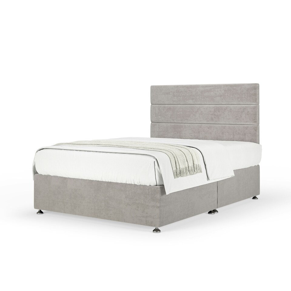 image 1 of Super Ortho Orthopaedic Seal Grey Naples Velvet Divan Set And Milan Headboard Super King