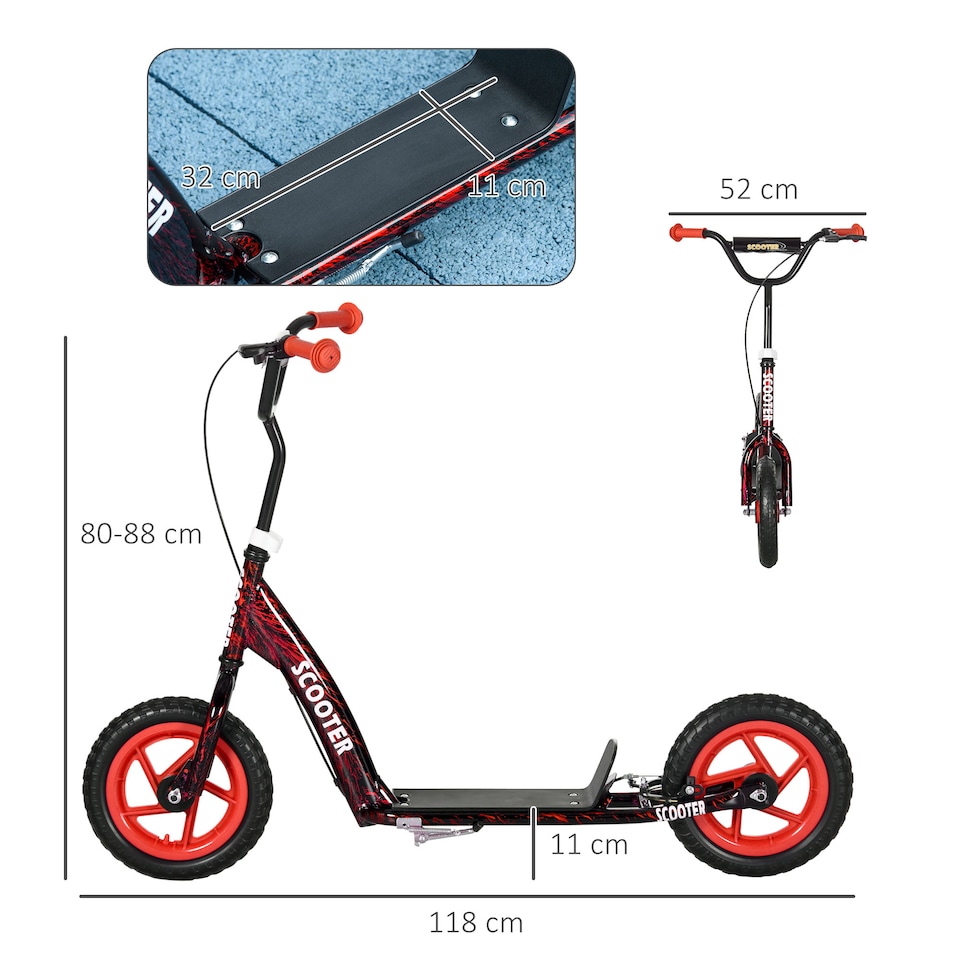 image 1 of AIYAPLAY Kids Scooter with Adjustable Handlebar, Kick Scooter, Red