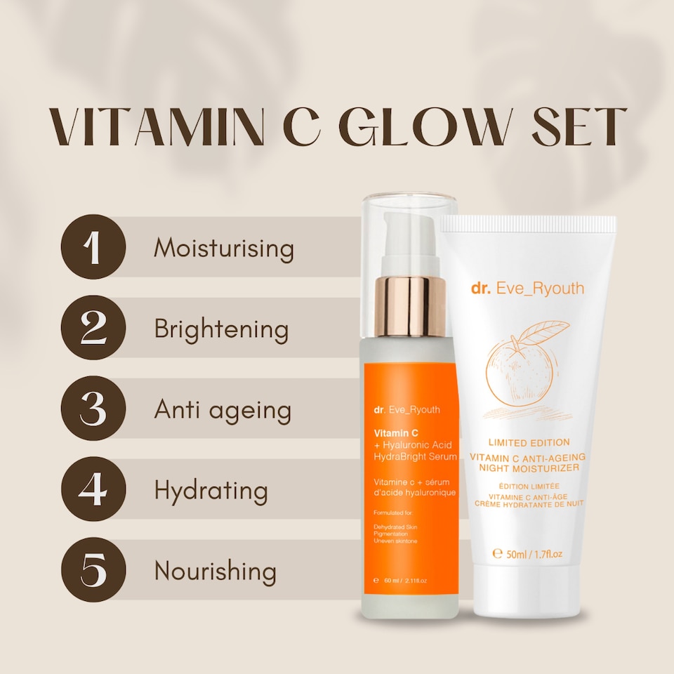 image 1 of Dr. Eve_Ryouth Vitamin C Night Moisturizer (Limited Edition) + Vitamin C + Hyaluronic Acid Hydrabright Serum 60ml