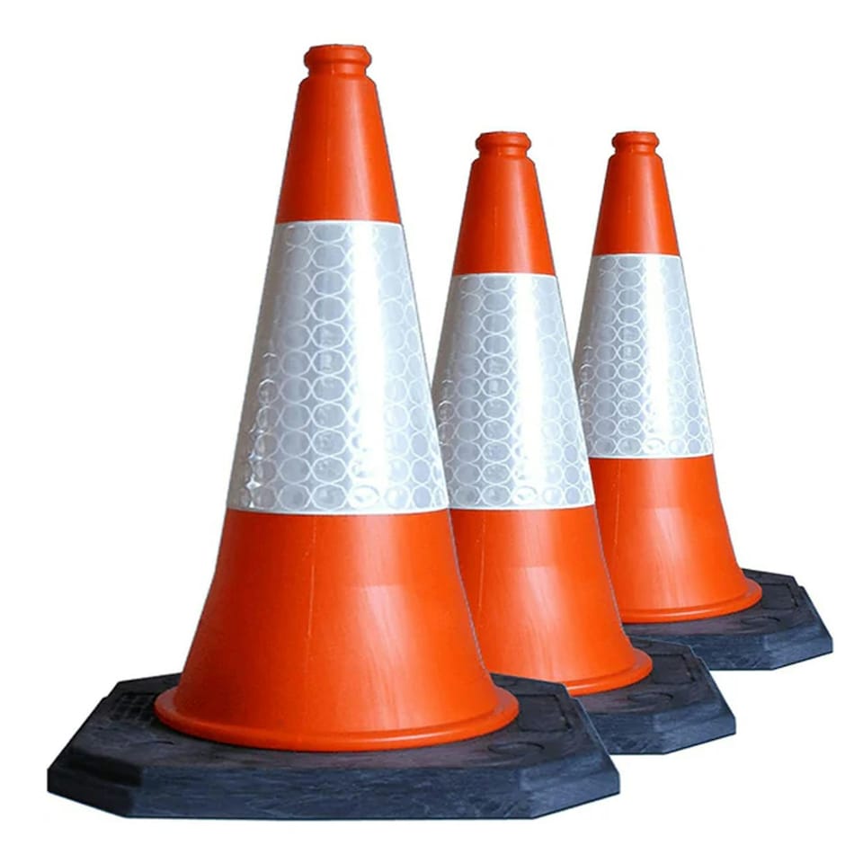 image 1 of 1 x Large 75cm Self Weighted High Visibility Heavy Duty Reflective Orange Indoor Outdoor Traffic Cones