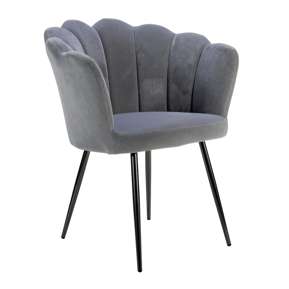 image 1 of Boucle Fabric Scallop Shell Chair Wing Back Armchair Sofa | Grey