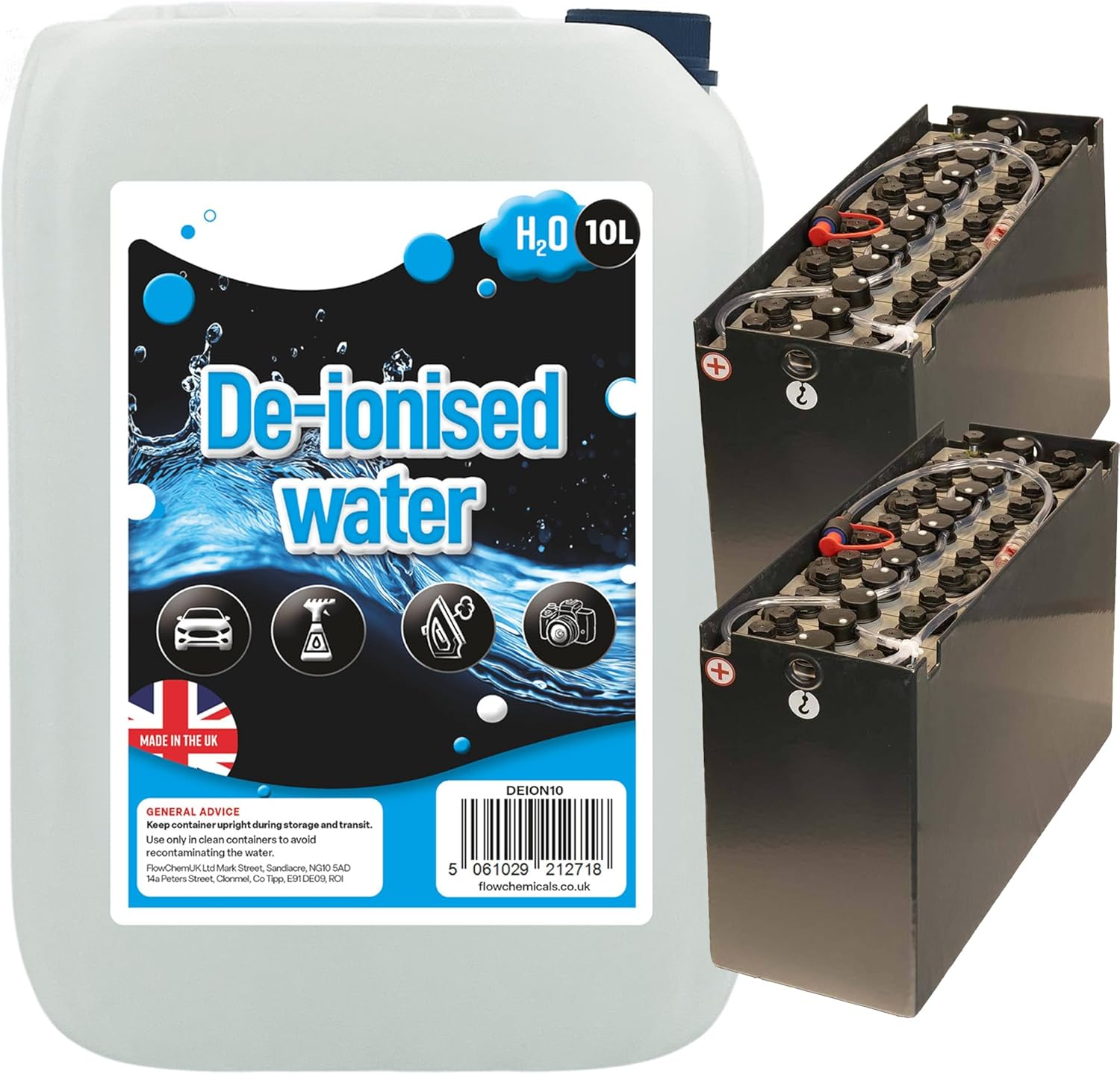 10 Litre Deionised Water Mineral-Free Ideal For Batteries, Steam Irons & Cleaning