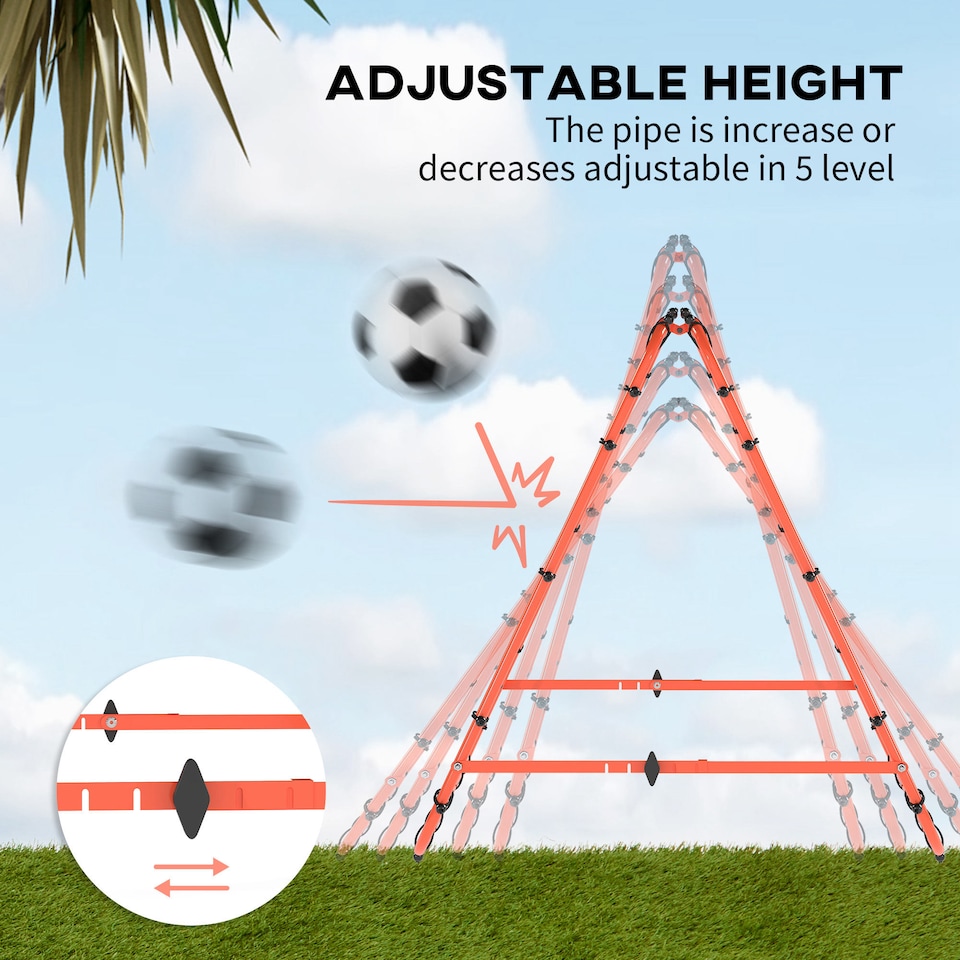 image 1 of HOMCOM Double-Sided Football Rebounder Net, Football Rebound Net Target Goal with Five Adjustable Angles, Orange | Orange