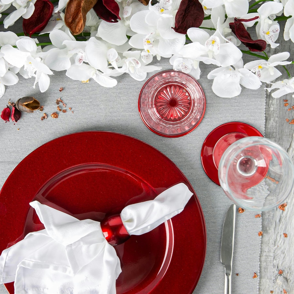 image 1 of Argon Tableware Metallic Napkin Rings - 4.5cm - Dark Red - Pack of 6 Red