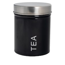Harbour Housewares Round Metal Kitchen Tea Canister - Black