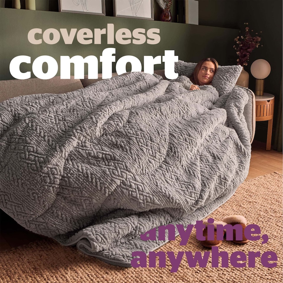 image 1 of Silentnight Teddy Fleece Coverless 10.5 Tog Duvet and Pillowcase Set | Grey