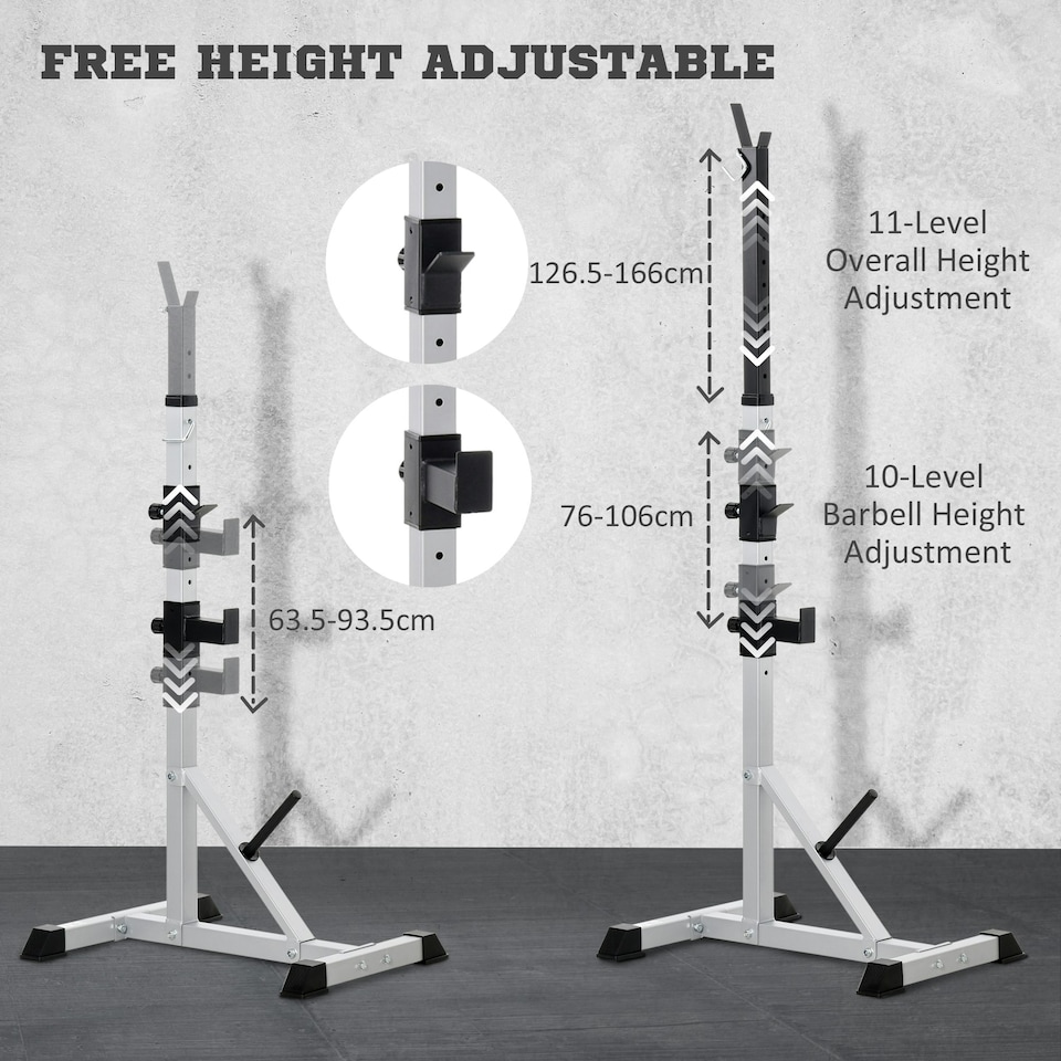image 1 of HOMCOM Adjust Pair of Barbell Squat Racks Stand Weight Lifting Bench Press Gym