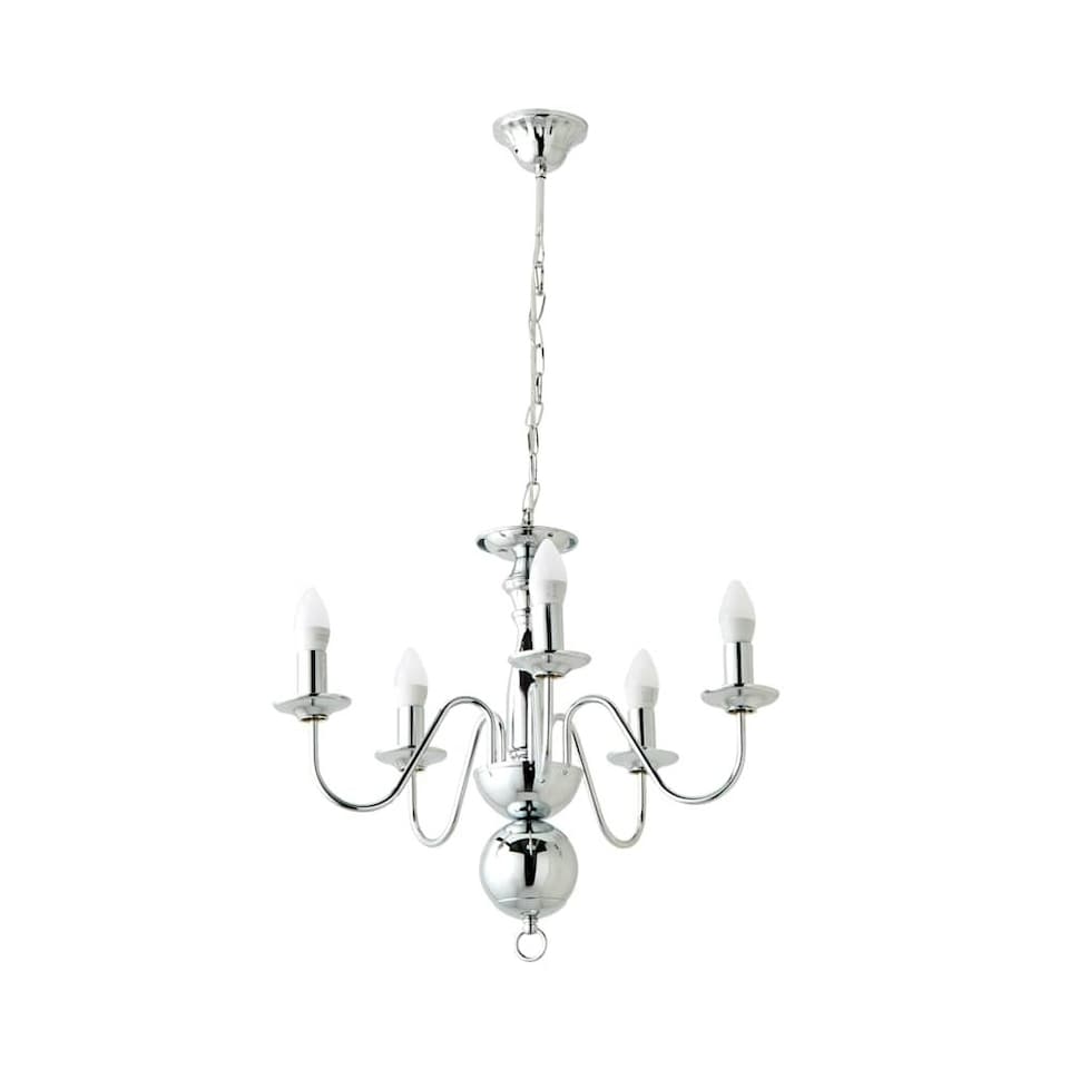 image 1 of ValueLights Traditional 5 Way Chrome Flemish Style Ceiling Light Chandelier Fitting | Chrome
