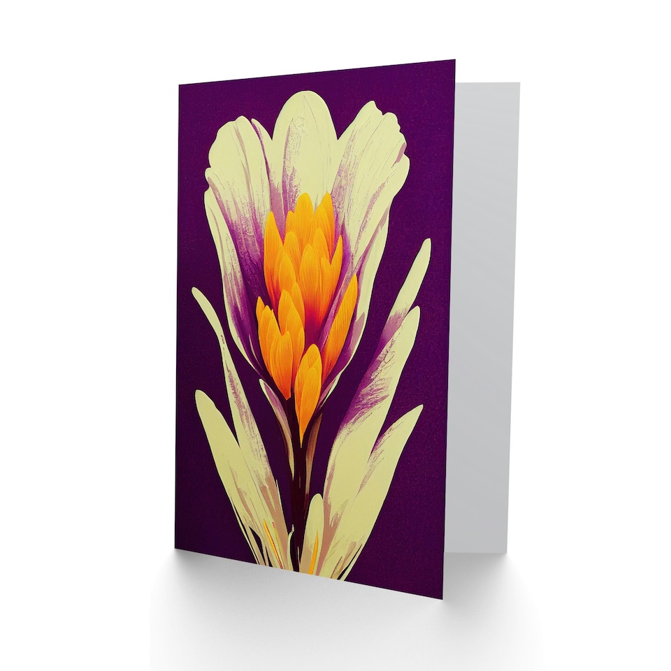 image 1 of Elegant Flower Bloom Purple Orange Floral Birthday Card