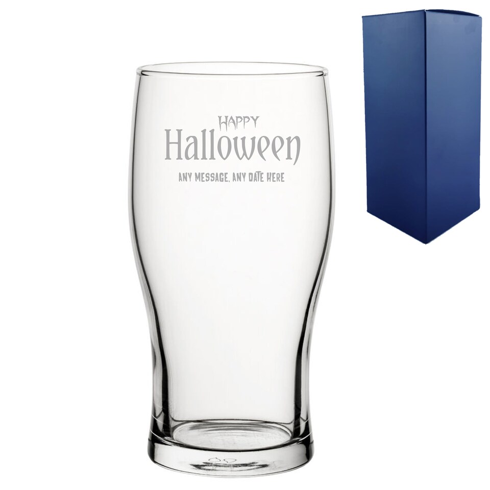image 1 of Personalised Engraved Happy Halloween Pint Glass