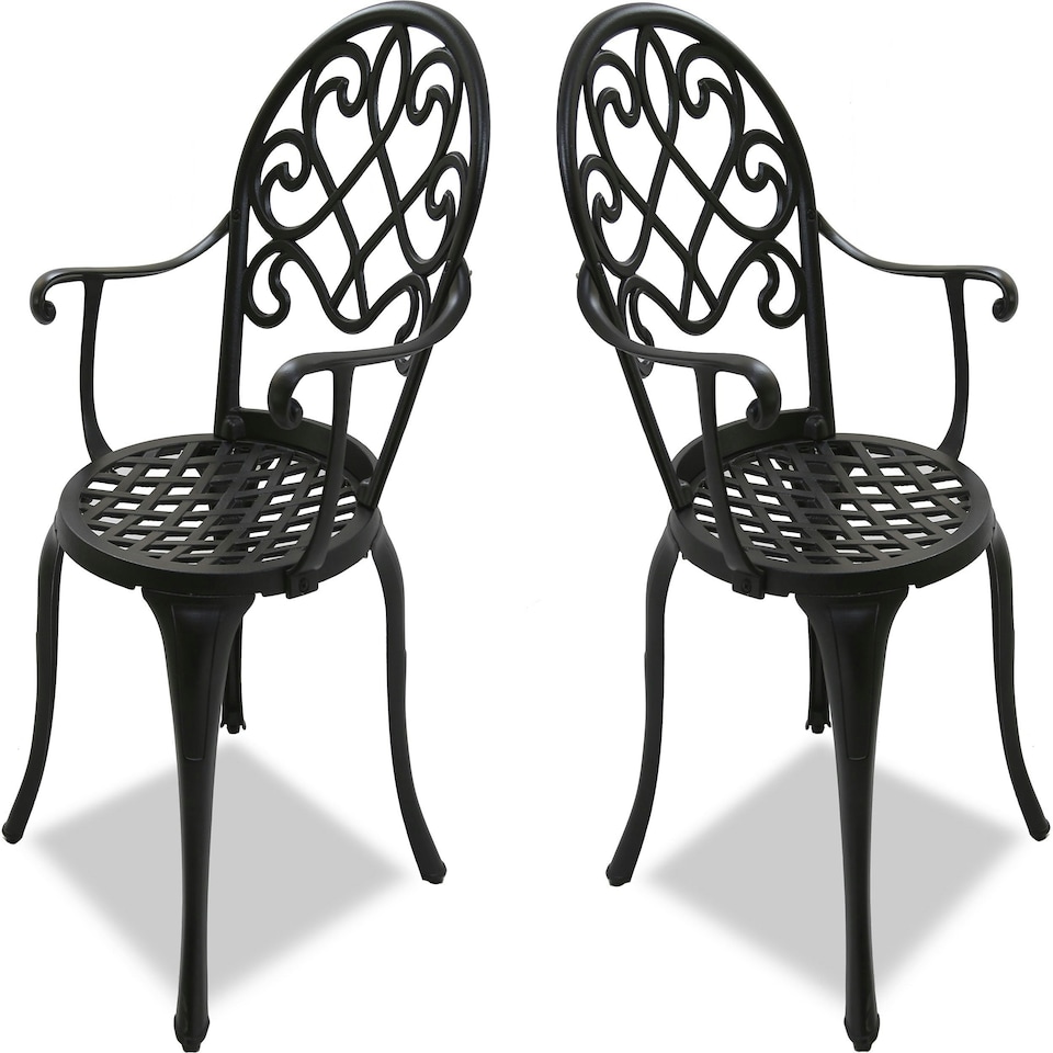 image 1 of Centurion Supports Prego 2-Large Garden and Patio Bistro Chairs with Armrests in Cast Aluminium Black