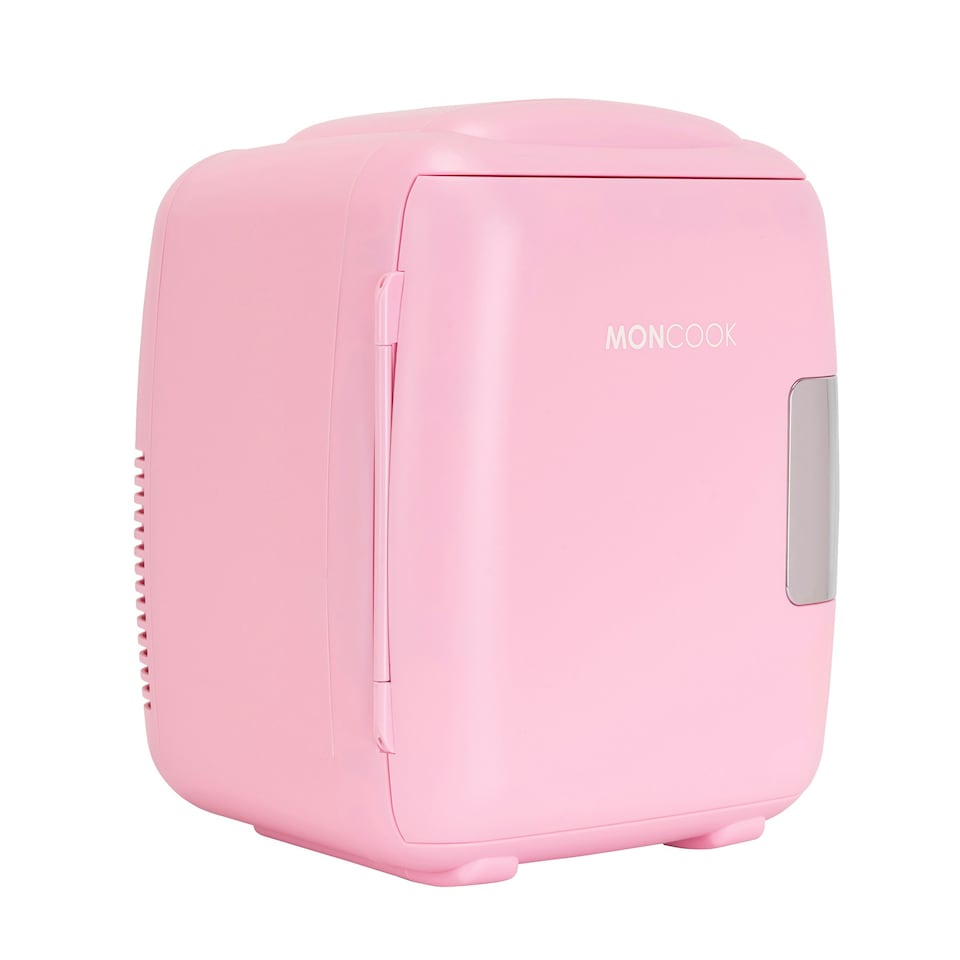 image 1 of MONCOOK Mini Fridge For Bedrooms - Small, Portable & Quiet Mini Fridges For Skincare, Medicine, Food & Drinks - Cooling & Warming Function - 9L - Pink Mono