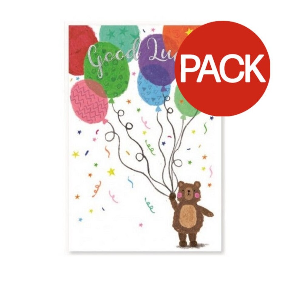 Simon Elvin Teddy Bear Good Luck Greetings Card (Pack of 6) - Multicoloured - One Size
