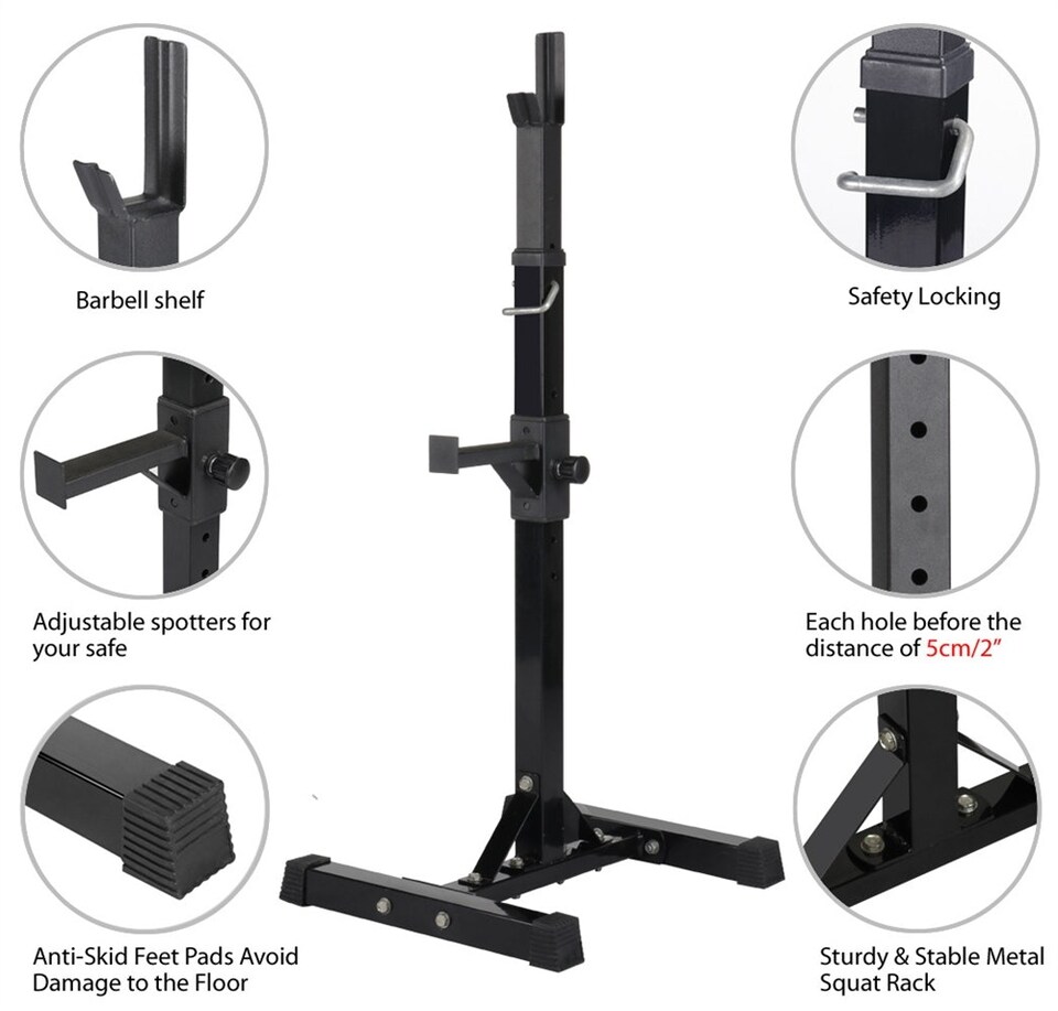 image 1 of Yaheetech  Pair of Adjustable Squat Rack Black