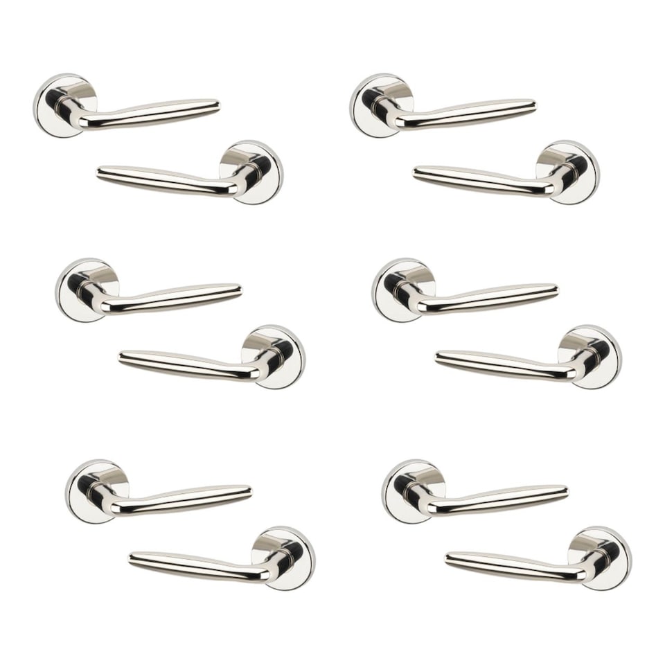 image 1 of Polished Nickel URFIC Rouen Lever Door Handles | Red | Pink | 6