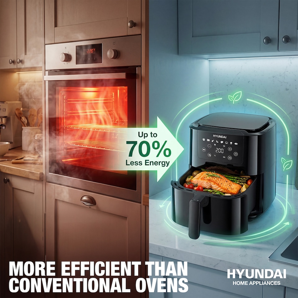 image 1 of Hyundai Digital Air Fryer 1500W 5L 8 Preset Programmes HYAF5001DB