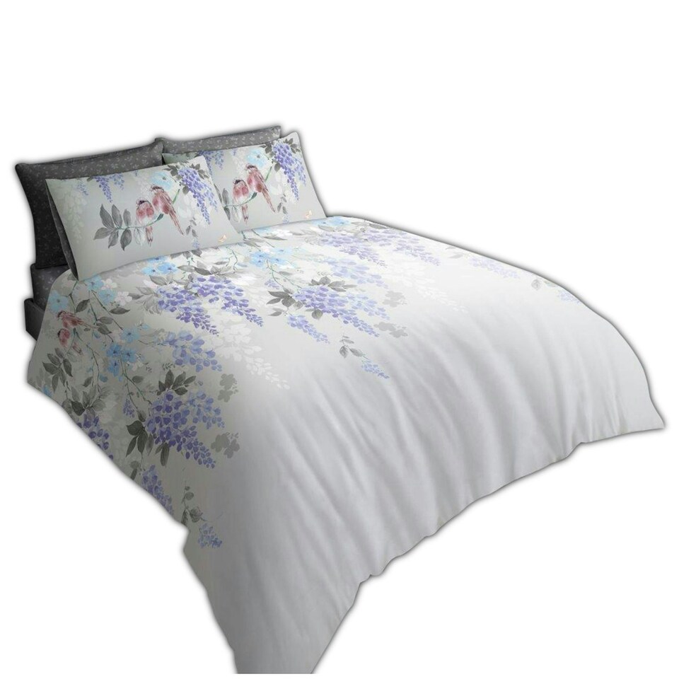 image 1 of VELVETIO Hermione Complete Duvet Cover Set with Fitted Sheet Cosy Quilt Coverlet Grey | King