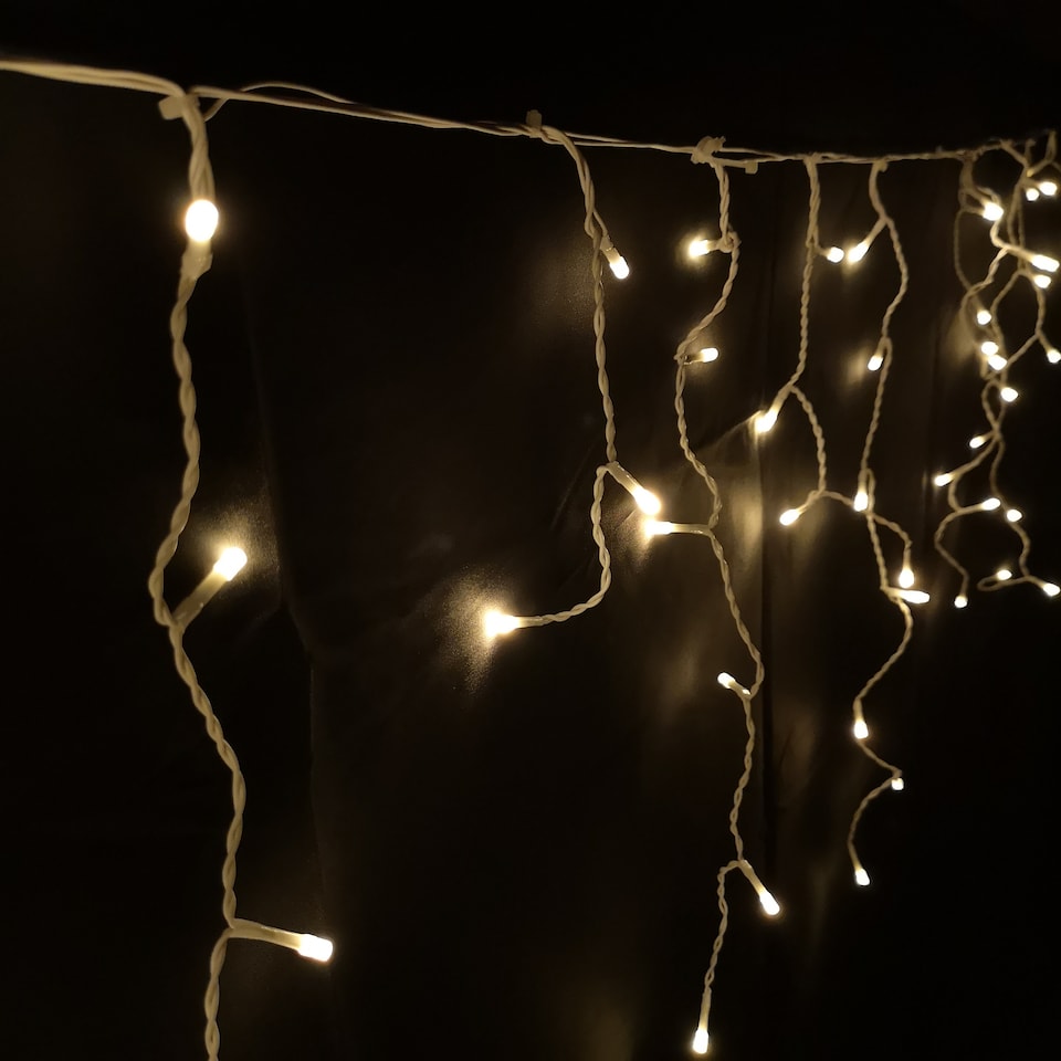 image 1 of 300 LED 7.5m Premier Christmas Outdoor 8 Function Icicle Lights in Warm White
