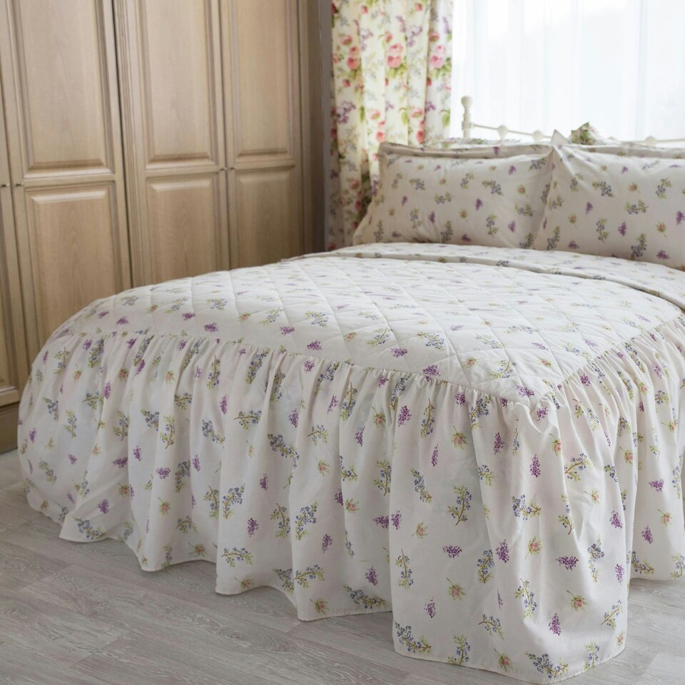 image 1 of Belledorm Delphine Bedspread - White/Yellow/Pink - King