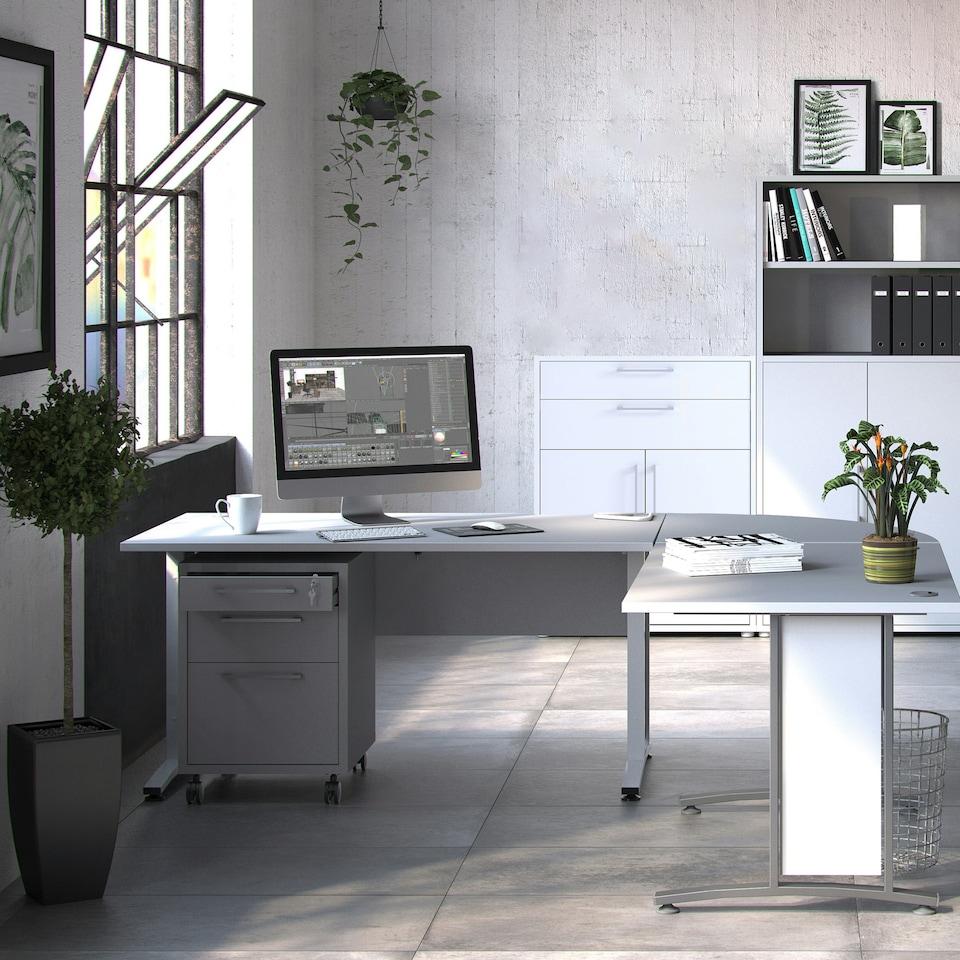 image 1 of Prima Bookcase 1 Shelf With 2 Drawers 2 Doors In White