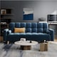 image 2 of Yaheetech Velvet Convertible Sofa Bed Blue