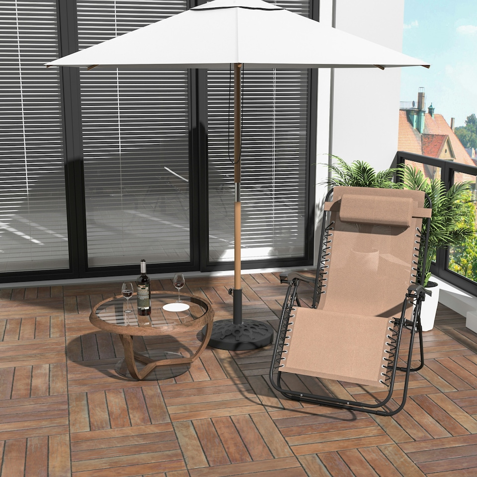 image 1 of Outsunny Zero Gravity Chair, Reclining Lounger w/ Pillow Beige