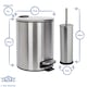 image 3 of Harbour Housewares 2pc Round Stainless Steel Pedal Bin & Toilet Brush Set - 5L - Black