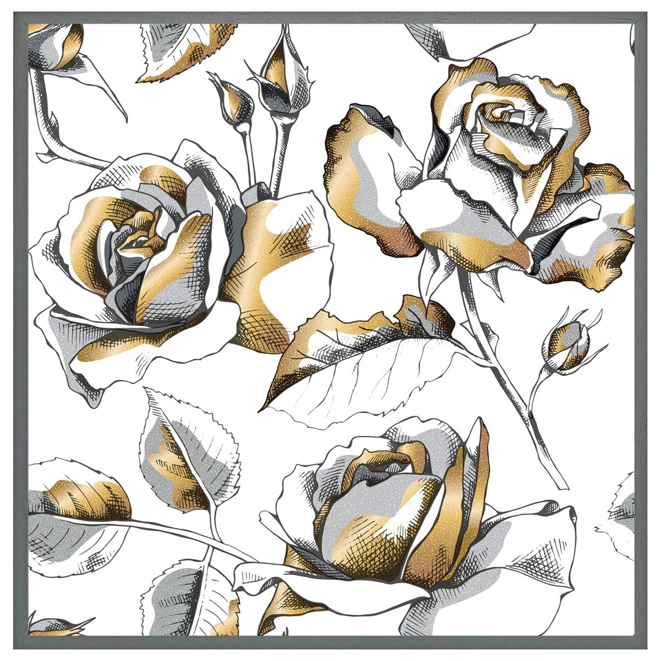 image 1 of Golden roses (Picture Frame) Black | M