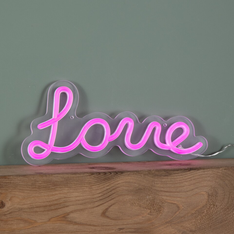 image 1 of 30cm Light up Neon Effect Love Sign in Pink with 111 LEDs
